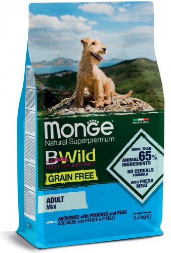 Monge BWild Grain Free  Acciughe con Patate e Piselli  Mini Adult