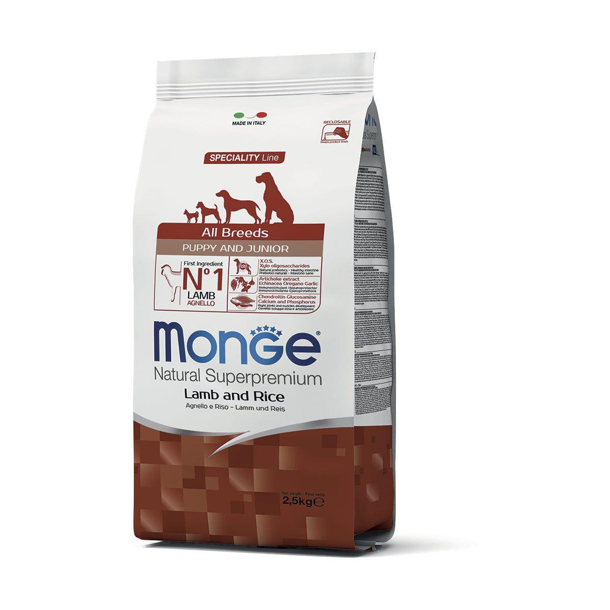 Monge Natural Puppy E Junior Agnello e Riso 2,5kg