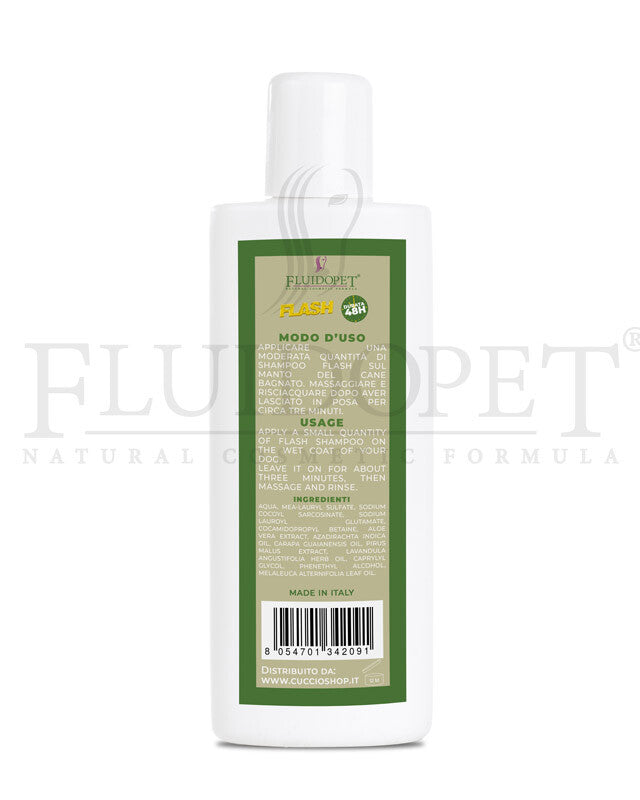 FLUIDOPET FLASH SHAMPOO ANTIPARASSITARIO REPELLENTE E PROTETTIVO PER CANI E GATT