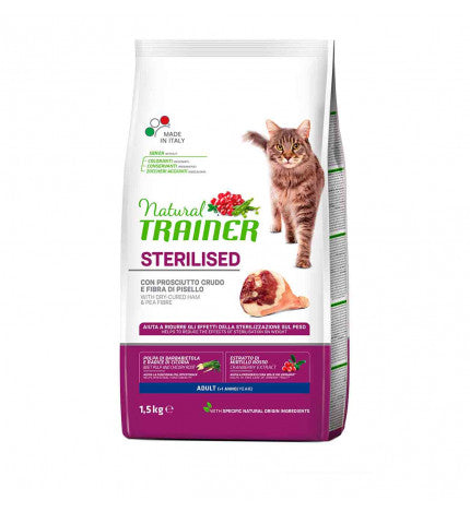Natural Trainer Gatto Sterilizzato Prosciutto Crudo 1,5kg