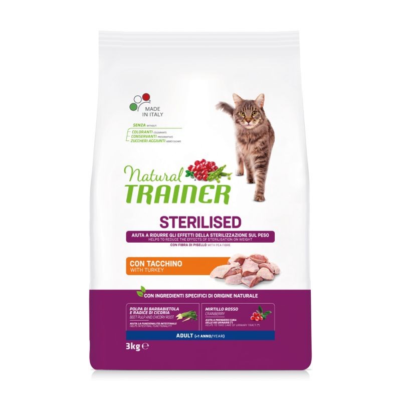 Natural Trainer Gatto Sterilizzato Tacchino 3kg