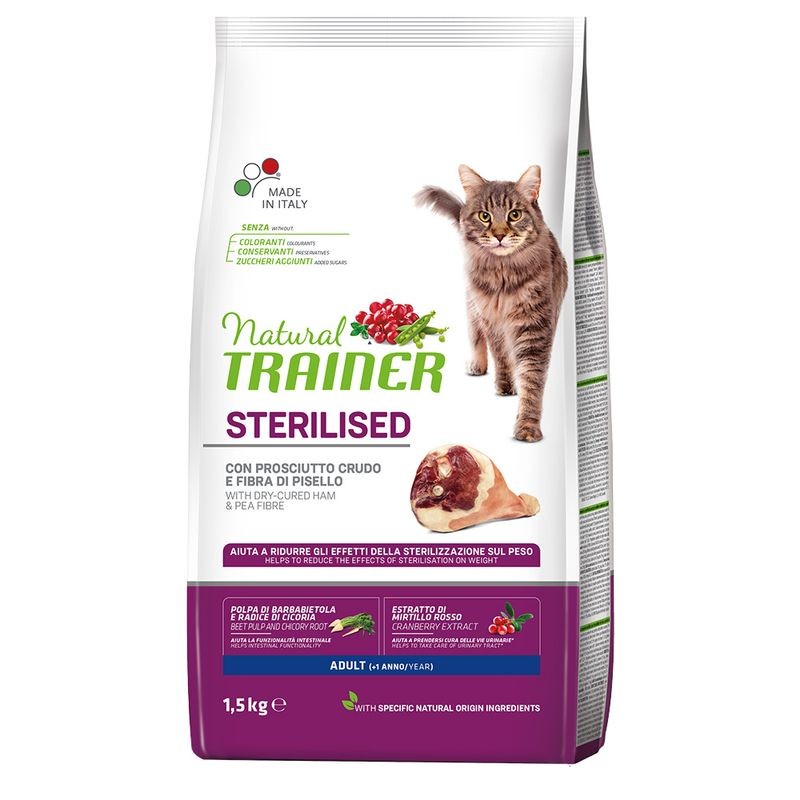 NATURAL TRAINER GATTO STERILIZZATO PROSCIUTTO 3KG