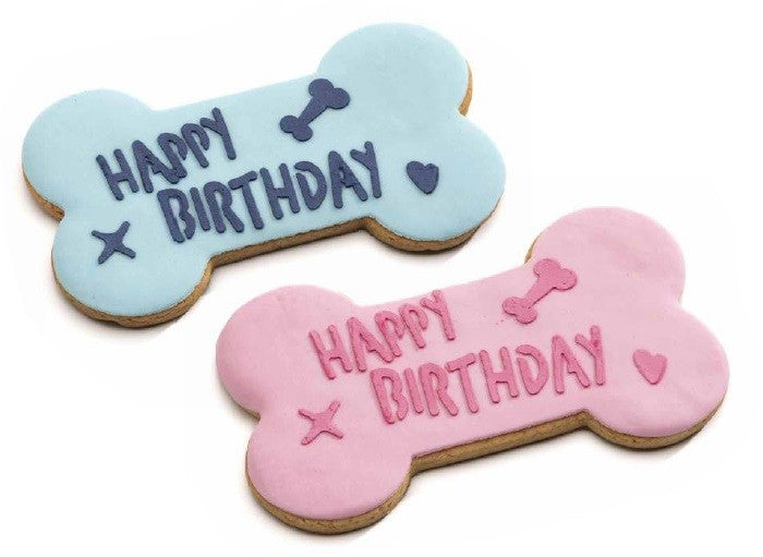 Biscotto a forma di osso 'HAPPY BIRTHDAY' ROSA small