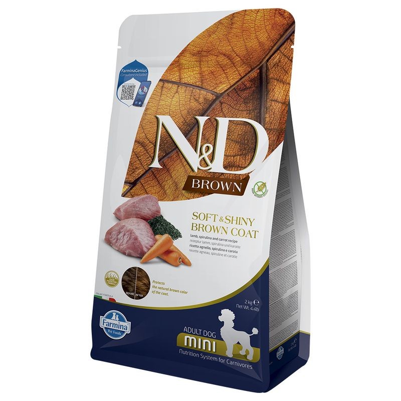 FARMINA N&D BROWN DOG ADULT MINI AGNELLO CAROTE E SPIRULINA 2KG