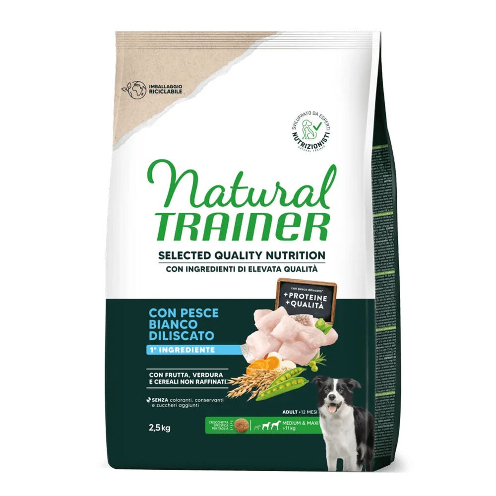 NATURAL TRAINER SELECTED QUALITY DOG MEDIUM/MAXI PESCE BIANCO 2,5KG