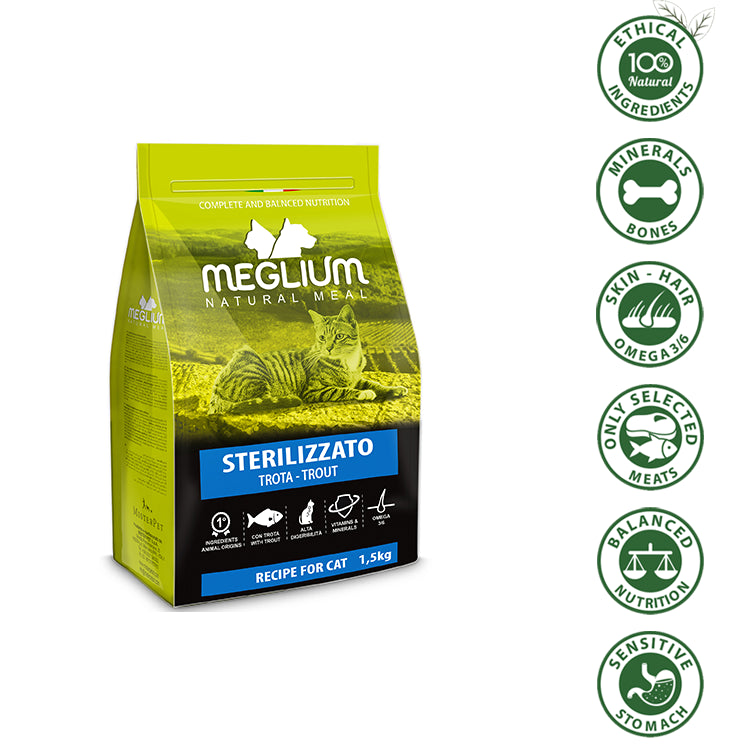 MEGLIUM GATTO STERILIZZATO TROTA 1,5KG