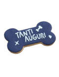 Biscotto a forma di osso 'AUGURI' Blu Small