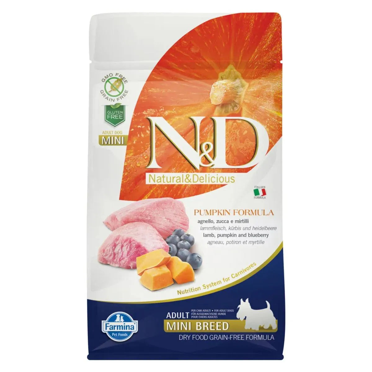 N&D PUMPKIN ADULT MINI AGNELLO 800GR