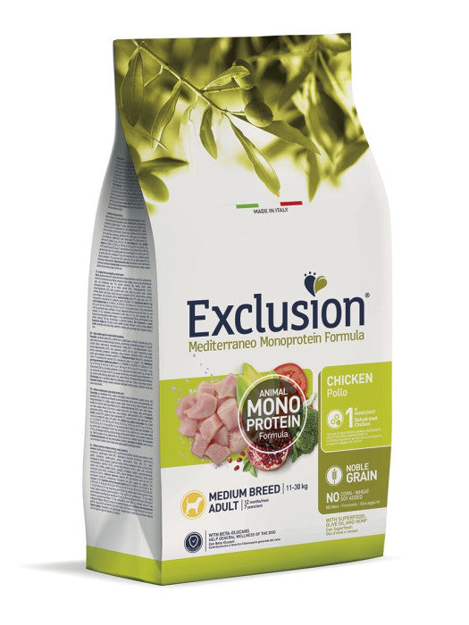 EXCLUSION NOBLE GRAIN ADULT POLLO MEDIUM 12KG